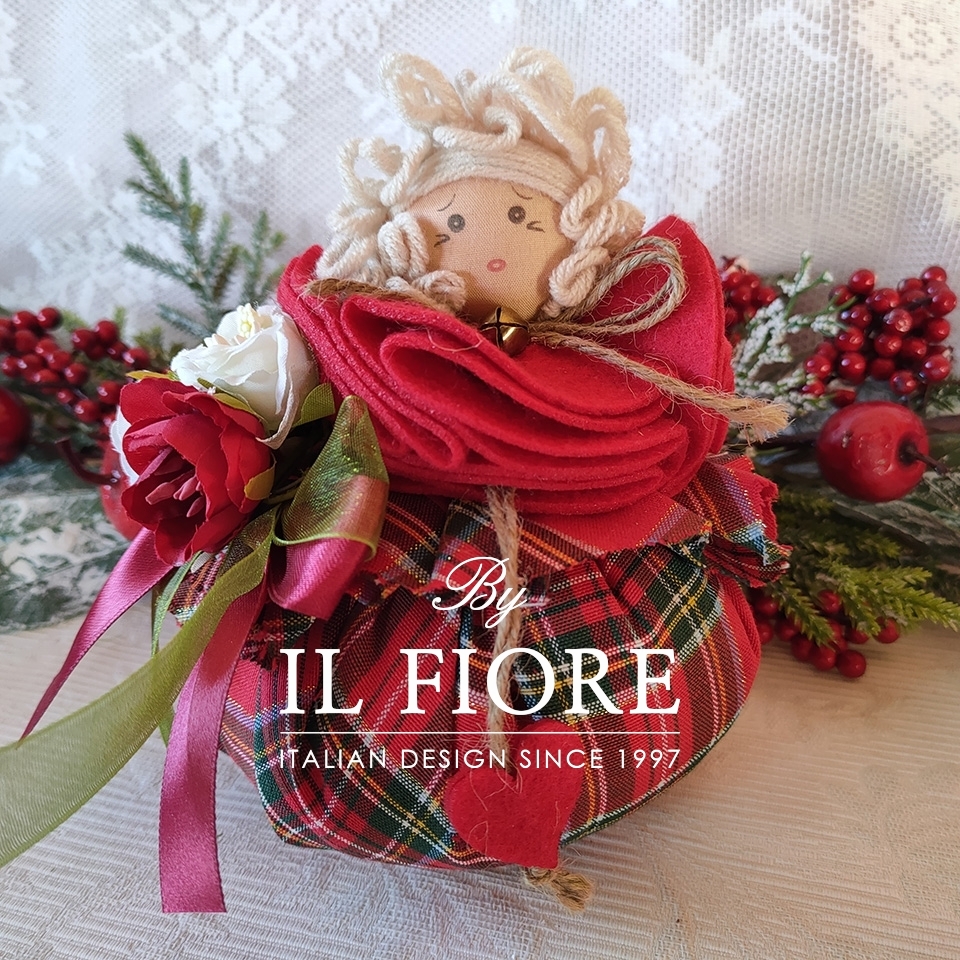 Puffo Natalizio fatto a mano con fiori e casetta con bambolina thumb cover