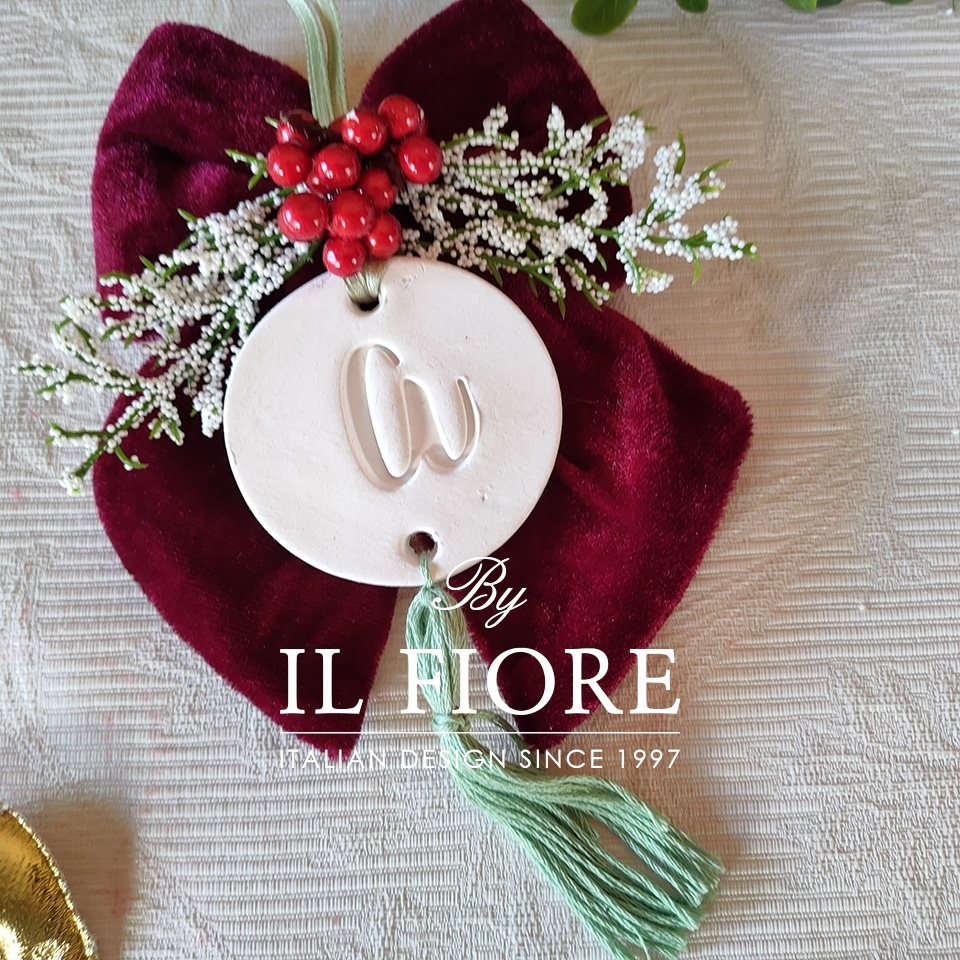 Fiocco natalizio per Albero di Natale con medaglione e nappina thumb cover
