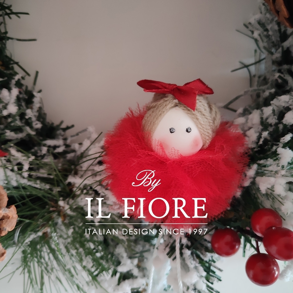 Ghirlande Natalizie con bambola in tulle rosso albero di Natale e cuori thumb 02410