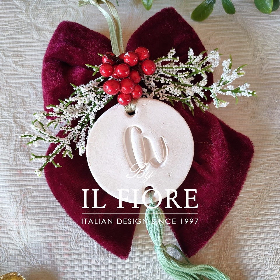Fiocco natalizio per Albero di Natale con medaglione e nappina 010