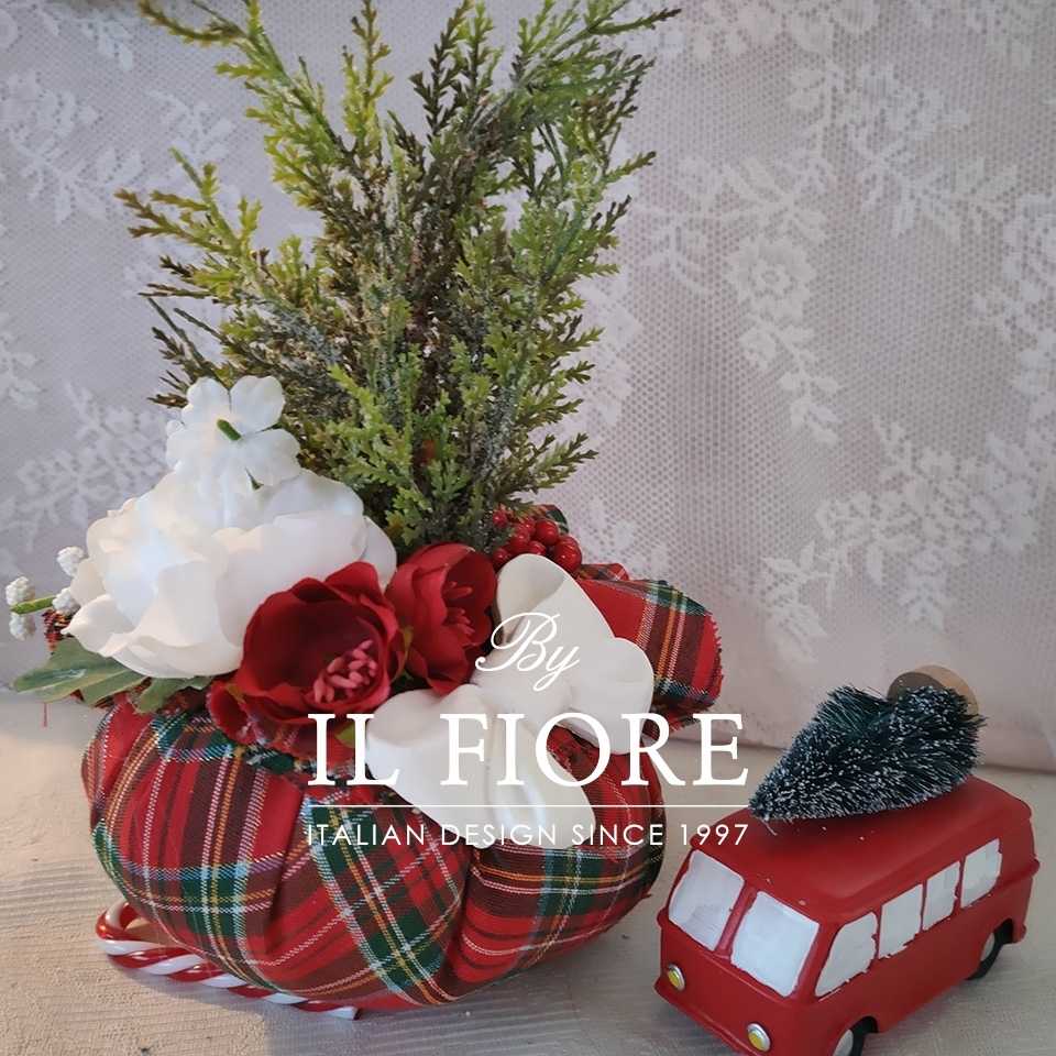 Creazioni Natale Puffo bon bon Natale Puffo Natalizio fatto a mano con alberello fiori e fiocco in gesso