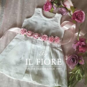 Vestito Battesimo Bimba bianco con fiori
