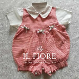 Pagliaccetto bimba quadretti rosso e roselline
