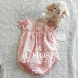 Pagliaccetto bimba per Battesimo rosa con fiori