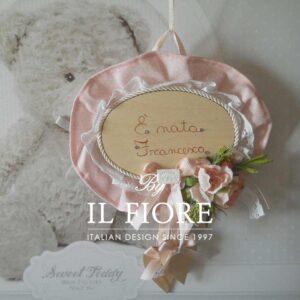 Fiocco nascita Bimba con Fiori e Cuori