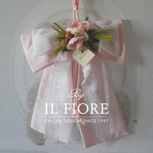 Fiocco nascita Bimba con Fiori Rosa