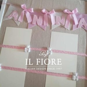 Tableau Battesimo Bimba con Nome e Bandierine