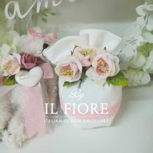 Sacchetti portaconfetti Cresima con Merletto e Fiori