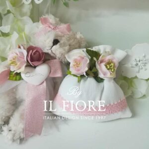 Sacchetti Portaconfetti Cresima con Merletto e Fiori