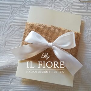 Partecipazione Matrimonio con fascia in juta e fiocco