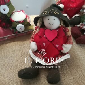 Angelo Natalizio decorazione albero di Natale con cuore rosso e fiocco