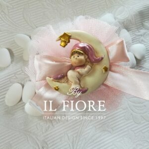 Bomboniera nascita bimba e bimbo ciuffetto portaconfetti con luna