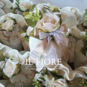 Bomboniera Comunione e Matrimonio sacchetto con fiori e pizzo