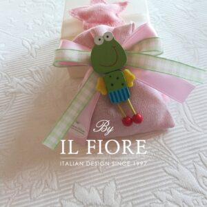 Bomboniera nascita bimbo e bimba sacchetto portaconfetti con animaletti calamita