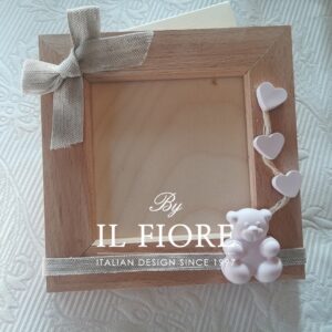 Bomboniera Battesimo portafoto con cuoricini e gessetti profumati per bimba e bimbo