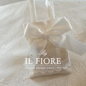 Sacchetto portaconfetti borsetta con pizzo Sangallo