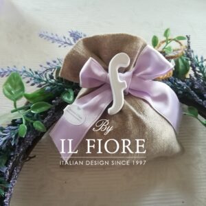 Bomboniera Comunione sacchetto portaconfetti con lettera personalizzabile in gesso