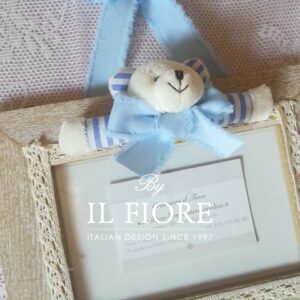 Portafoto bimbo e bimba con orsetto  e merletto articolo da regalo