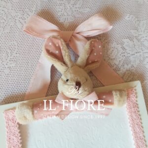 Portafoto bimba e bimbo con orsetto e merletto articolo da regalo