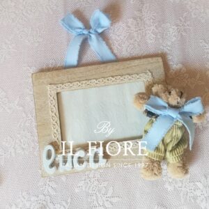 Portafoto bimba e bimbo con cuoricini in gesso e coniglietto articolo da regalo