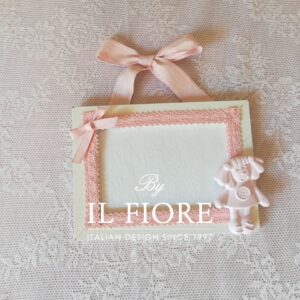 Portafoto bimbo con bambolina e merletto articolo da regalo