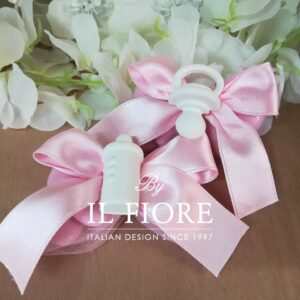 Bomboniere Nascita Ciuffetto con ciuccio, biberon e sonaglino in Gesso Profumato