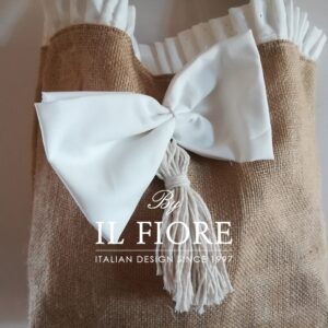 Borsa in juta con Sangallo fiocco e nappina Bag donna