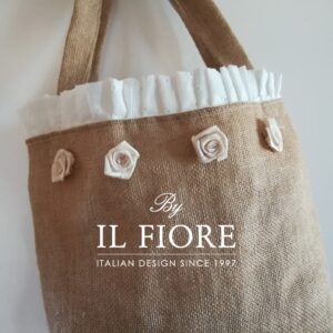 Borse in juta con Sangallo e roselline Bag donna