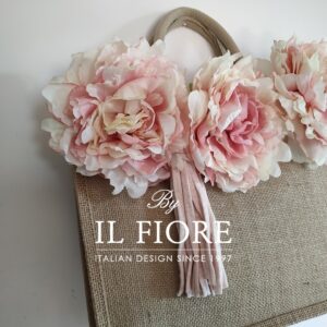 Borse in juta con fiori e nappina Bag donna