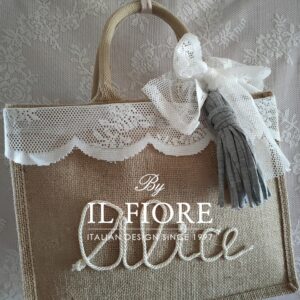 Borse in juta con nome e pizzo Bag donna