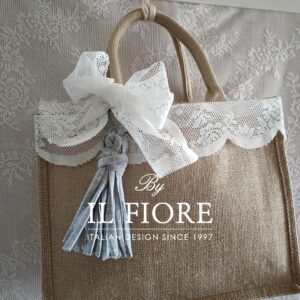 Borse donna in juta pizzo e nappina Bag donna
