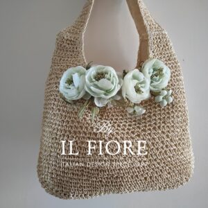 Borse donna a spalla con fiori verde acqua Bag donna