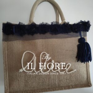 Borse donna con nome personalizzabile e fiori in organza blu Bag donna