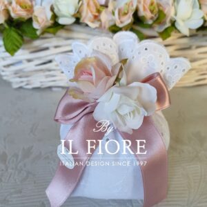 Bomboniere Comunione e Cresima Sacchetto Sangallo con fiore