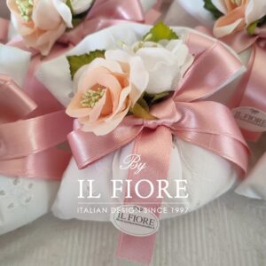 Bomboniera Cresima e Comunione sacchetto in Sangallo con fiori