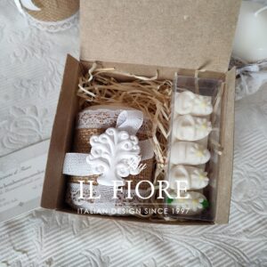 Bomboniera Comunione e Matrimonio Candele Shabby Chic con albero della vita