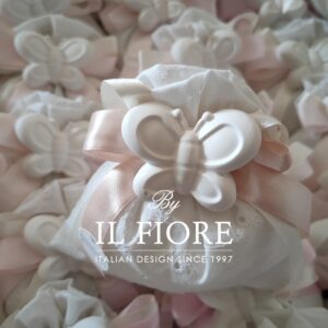 Bomboniera Comunione e Cresima sacchetto portaconfetti con farfalla.