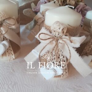Bomboniere Matrimonio Candela con Juta e Cuori in Legno