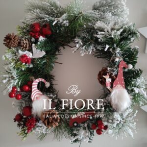 Fuoriporta Ghirlanda Natalizia con gnomi e macchina in legno