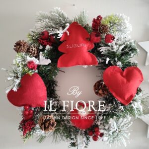 Ghirlande Natalizie con bambola in tulle rosso albero di Natale e cuori