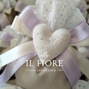 Bomboniere Matrimonio Sacchetto con Cuore e pizzo San Gallo