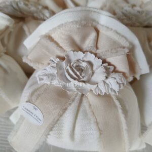 Bomboniere 25 anni di matrimonio e nozze d'oro sacchetto con peonia