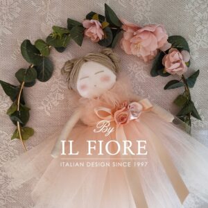 Bomboniere Cresima Bambola con Vestito in rosa cipria e fiori
