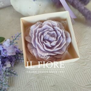 Bomboniera candela peonia Comunione e Cresima