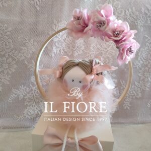 Bomboniere Comunione bambola Principessa con tulle e cerchio con fiori