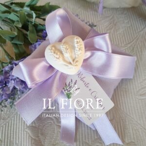 Bomboniera con cuore lavanda Comunione Cresima Matrimonio