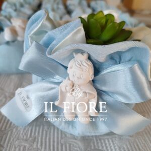 Bomboniere Battesimo bimbo con Piantine grasse con Principino