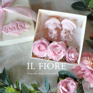 Bomboniere Battesimo candela bamboline con fiori