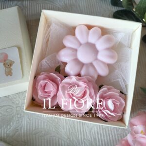 Bomboniere Battesimo candela fiori e farfalla