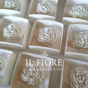 Bomboniera nozze argento 25 anniversario candela peonia